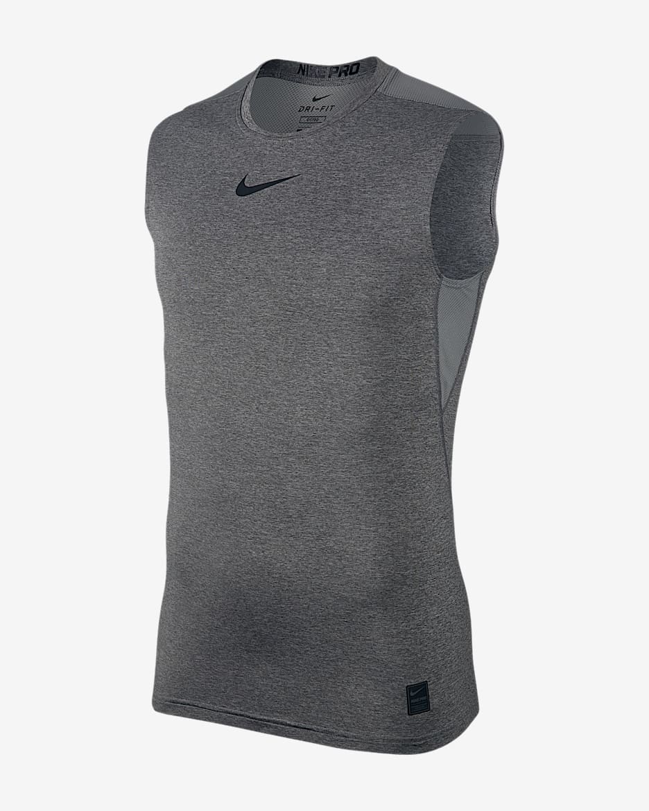 Nike Pro Fitted 男子无袖训练上衣 - 碳素灰/黑/黑