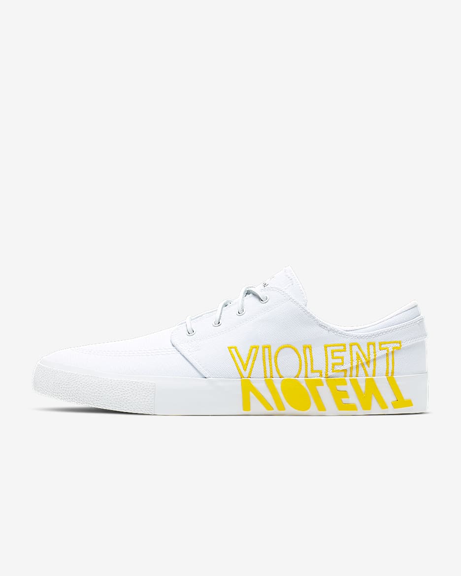 Nike SB Zoom Janoski RM QS 男/女滑板鞋 - 白色/白色/旅行黄/清透色