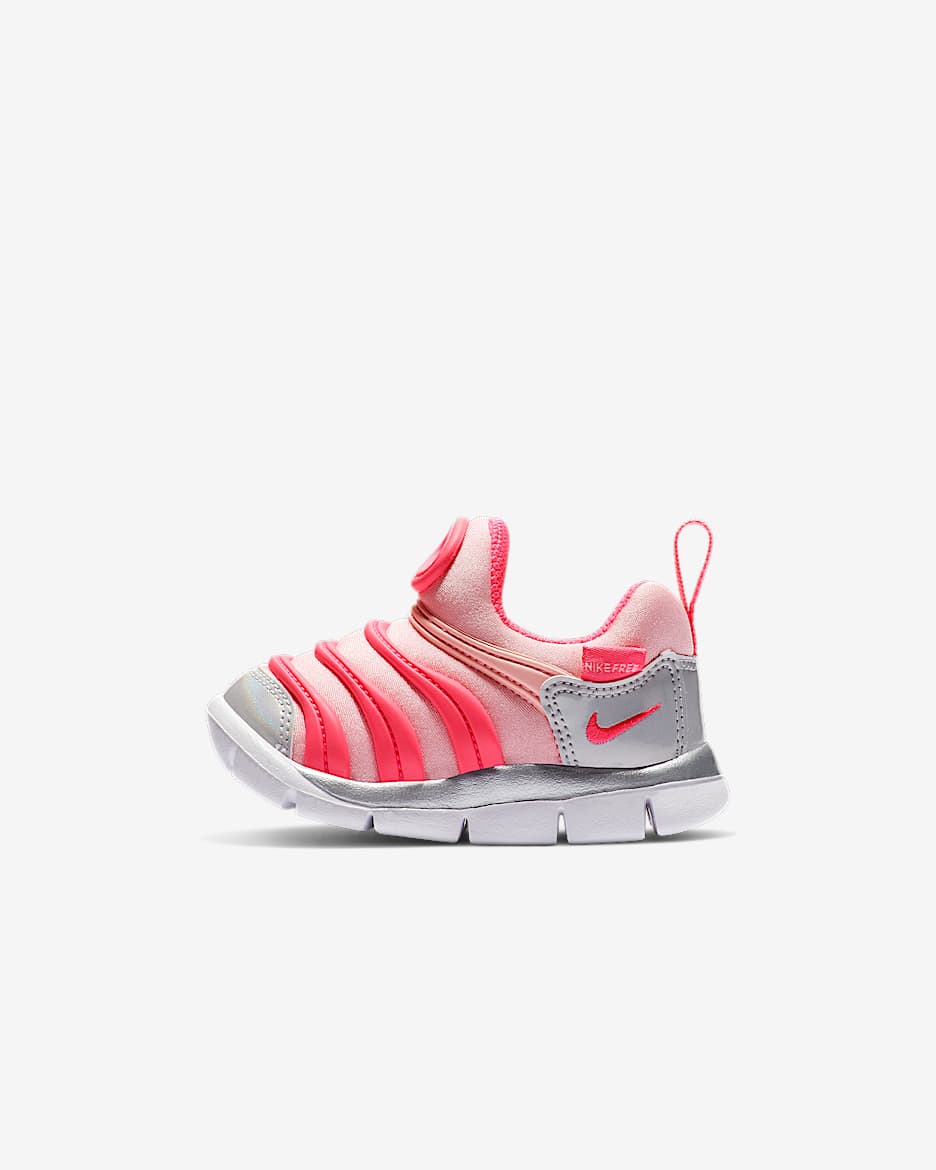 Nike Dynamo Free 耐克毛毛虫婴童易穿脱运动鞋 - 中柔粉/白金色/金属银/透明粉