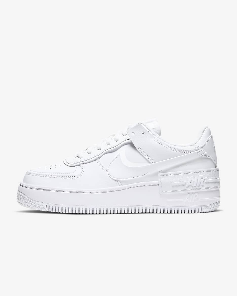 Nike Air Force 1 Shadow 女子空军一号厚底运动鞋轻盈板鞋 - 白色/白色/白色