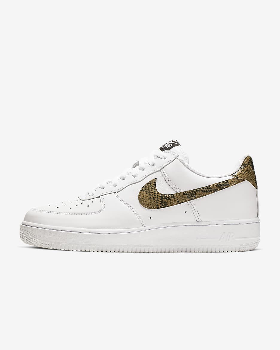 Nike Air Force 1 Low Retro Premium 男子空军一号运动鞋 - 白色/暗褐/黑/元素金