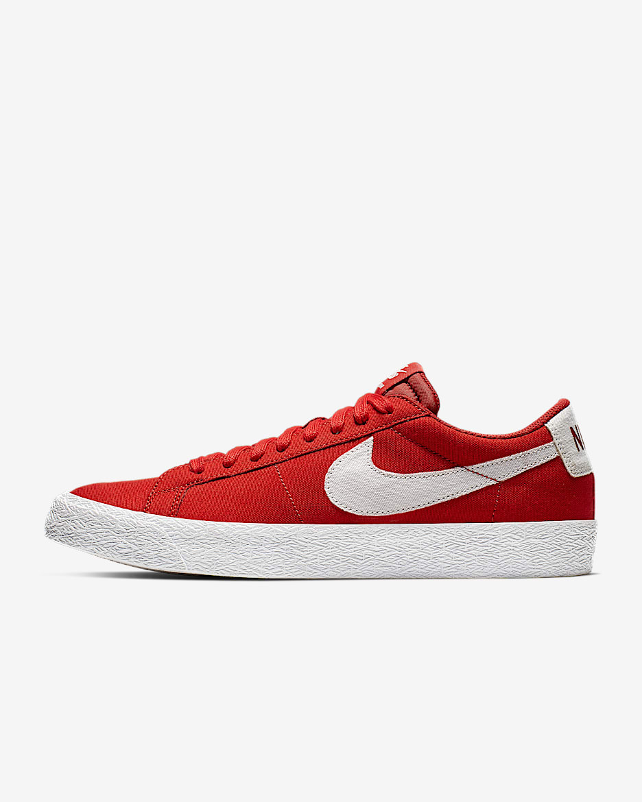 Nike SB Blazer Zoom Low CNVS 男/女滑板鞋 - 大学红/白色/苍野灰
