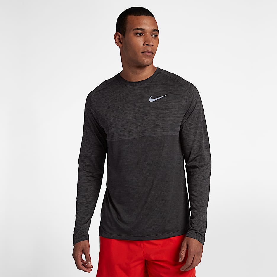 Nike Dri-FIT Medalist 男子长袖跑步上衣 - 煤黑/黑