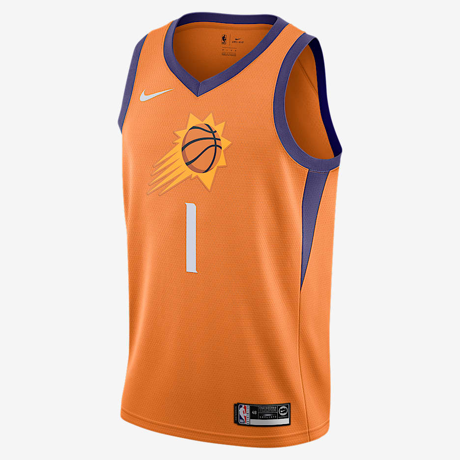 菲尼克斯太阳队 (Devin Booker) Statement Edition Nike NBA Swingman Jersey 男子球衣 - 土橙色