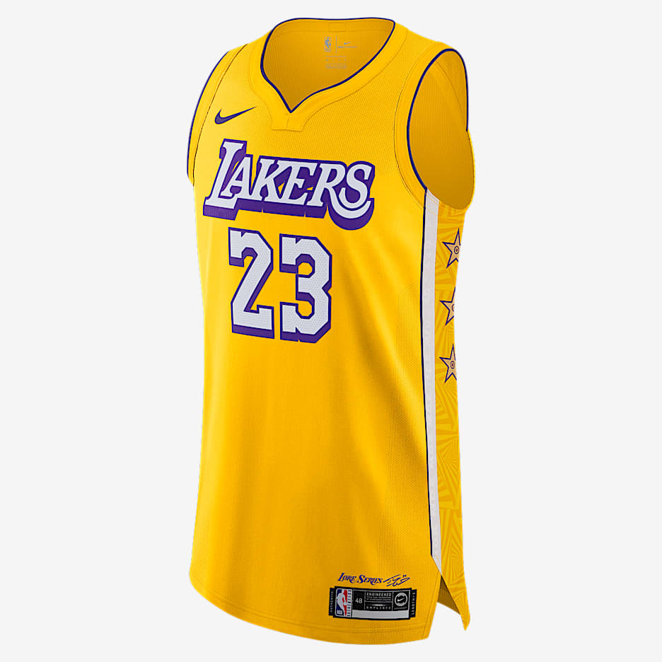 洛杉矶湖人队 (LeBron James) – City Edition Nike NBA Authentic Jersey 男子球衣 - 阿马里洛黄