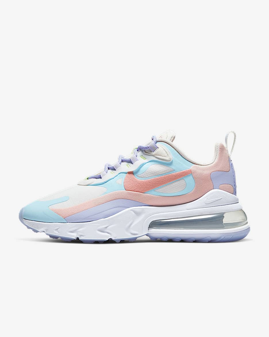 Nike Air Max 270 React 女子运动鞋 - 帆白/白色/浅托帕石色/星尘珊瑚红