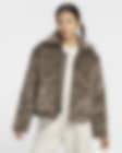Low Resolution Nike Sportswear Essential 女子整版图案宽松人造毛皮夹克