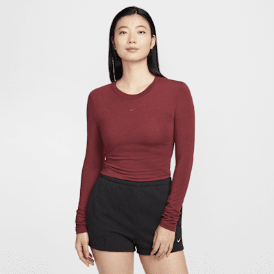 送料込み 追跡あり Nike Sportswear Chill Knit 長袖 Nike 長袖NSW Chill Knit 女款短版針織合身刺繡單一價HF5323-010