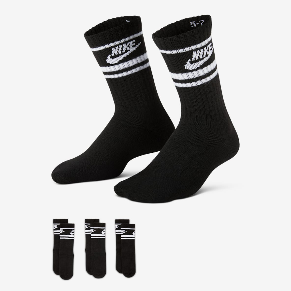 Nike Dri-FIT Futura 幼童速干中筒运动袜（3 双）