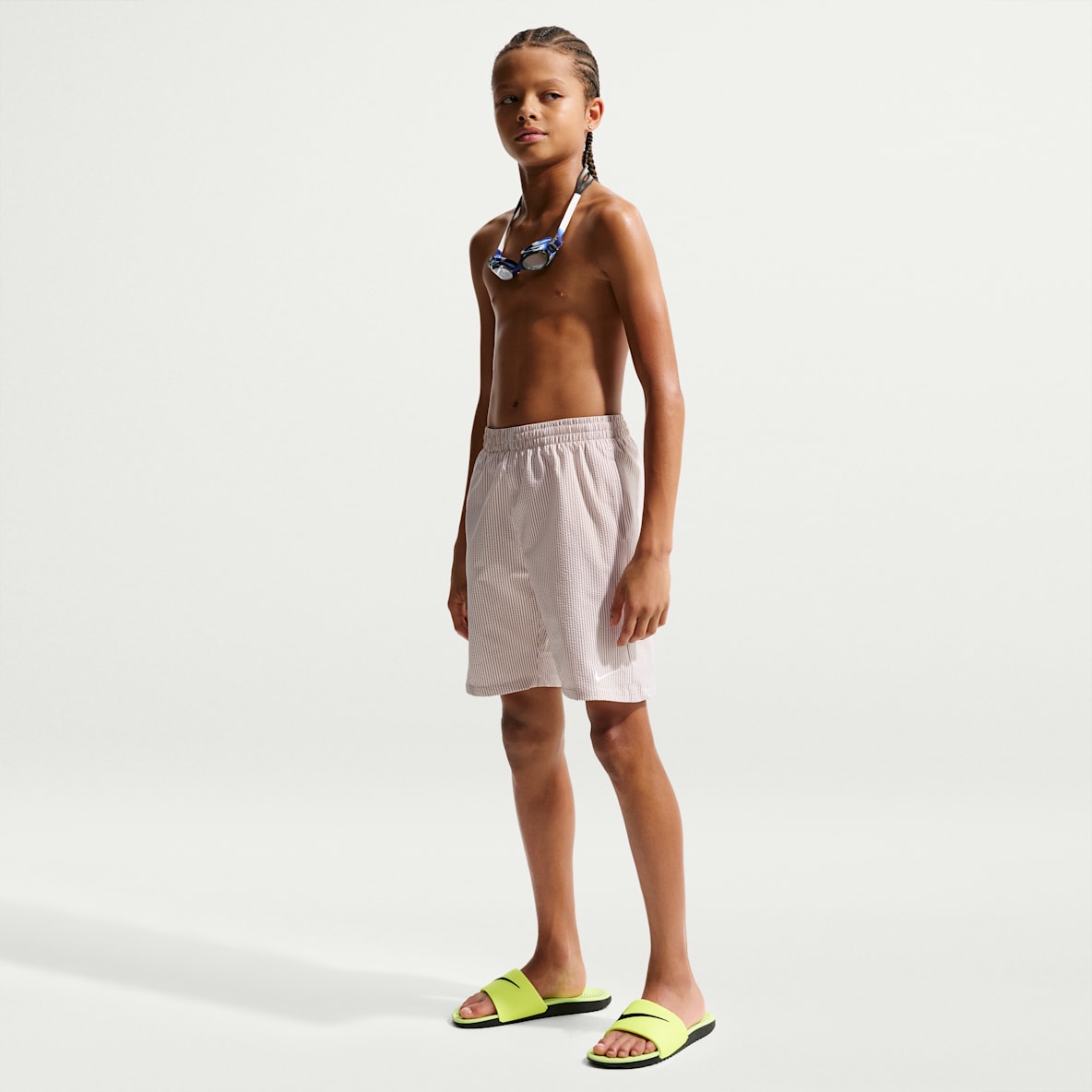 Nike Swim Breaker 大童（男孩）波纹纹理沙滩短裤（含衬裤）