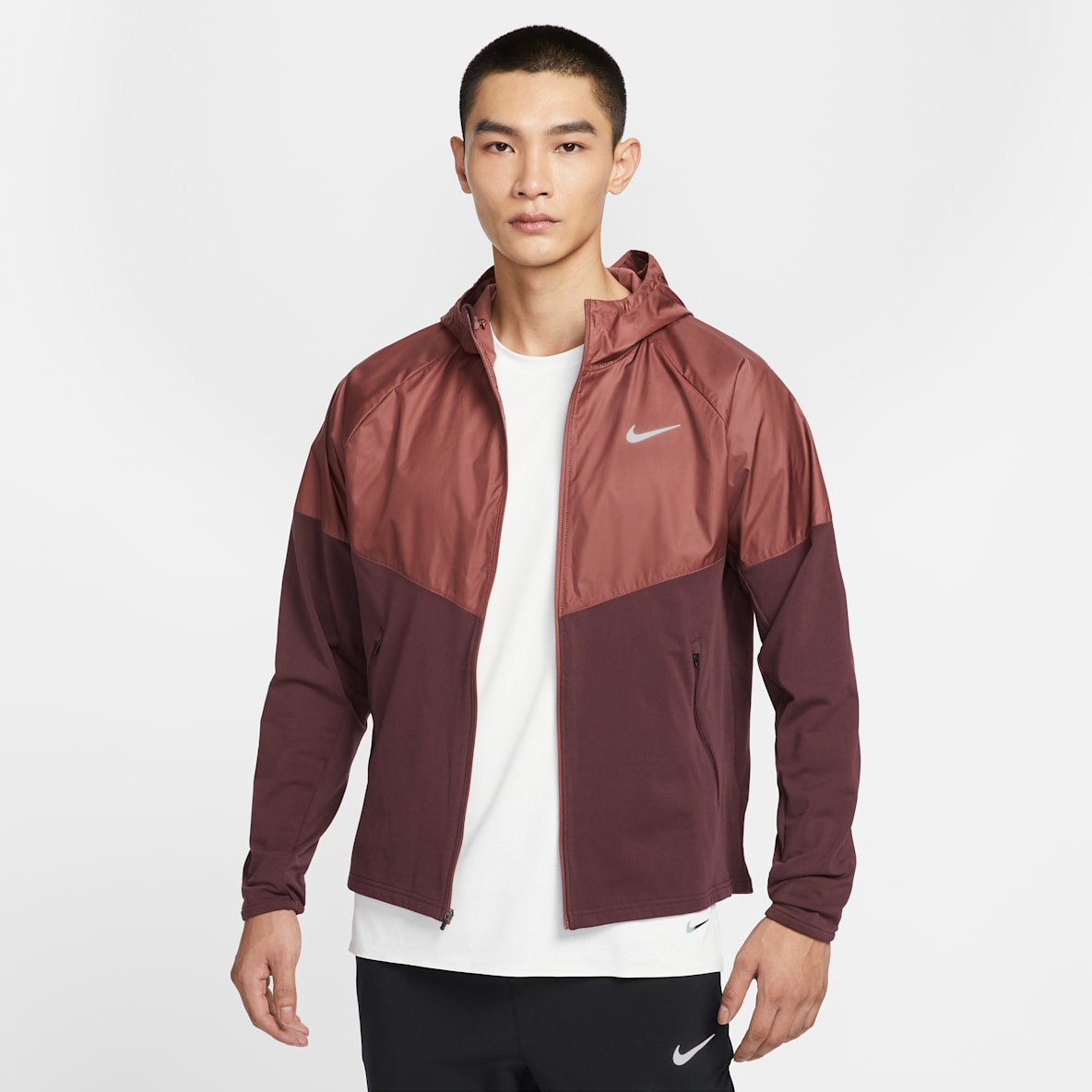 Nike Miler Repel 男子冬季款拒水加绒拼接跑步夹克