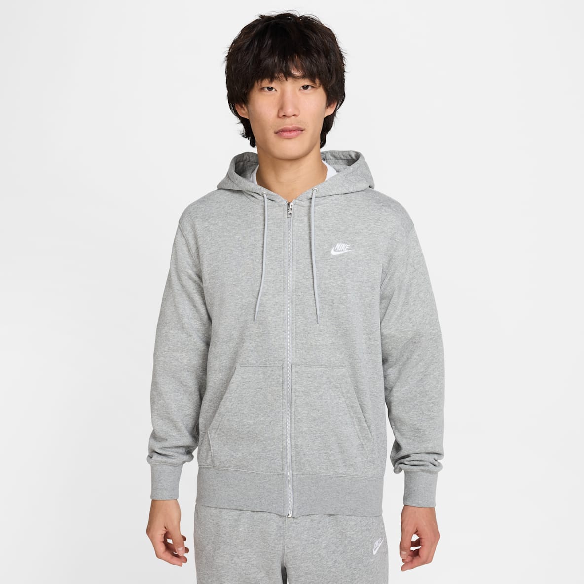 Nike Club 男子全长拉链开襟法式毛圈连帽衫