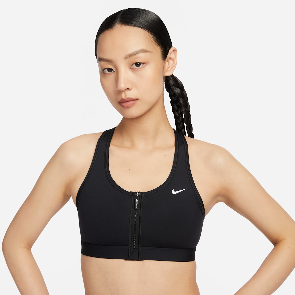 Nike Swoosh 女子中强度支撑速干衬垫前拉链运动内衣