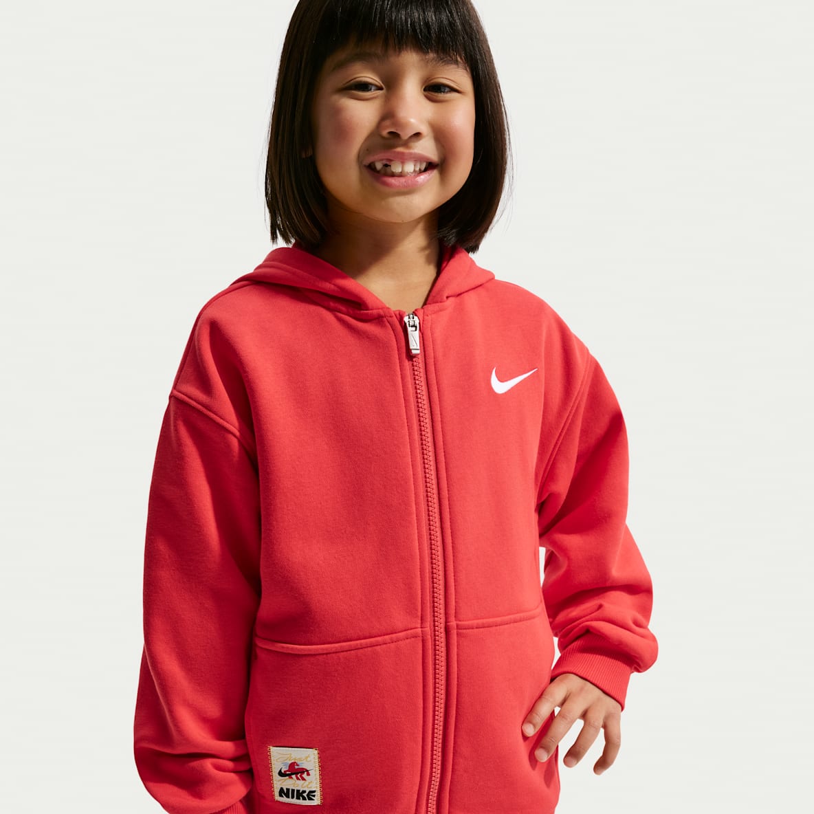 Nike Sportswear Club 马年限定脱缰系列 新年款幼童全长拉链开襟加绒连帽衫