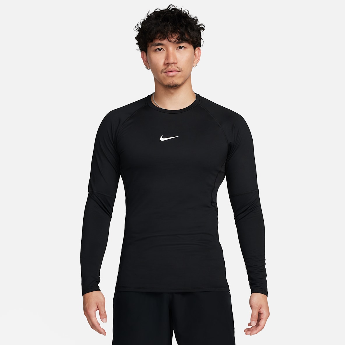 Nike Pro Warm 男子薄绒拼接速干长袖训练上衣