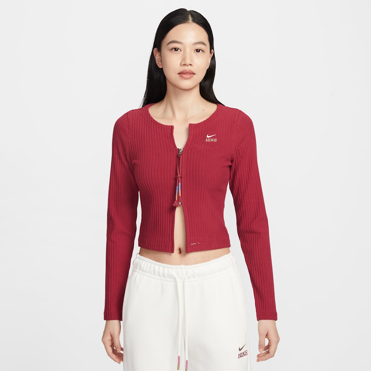 Nike Sportswear Chill Rib 马年限定脱缰系列 新年款女子修身薄绒拉链开襟开衫