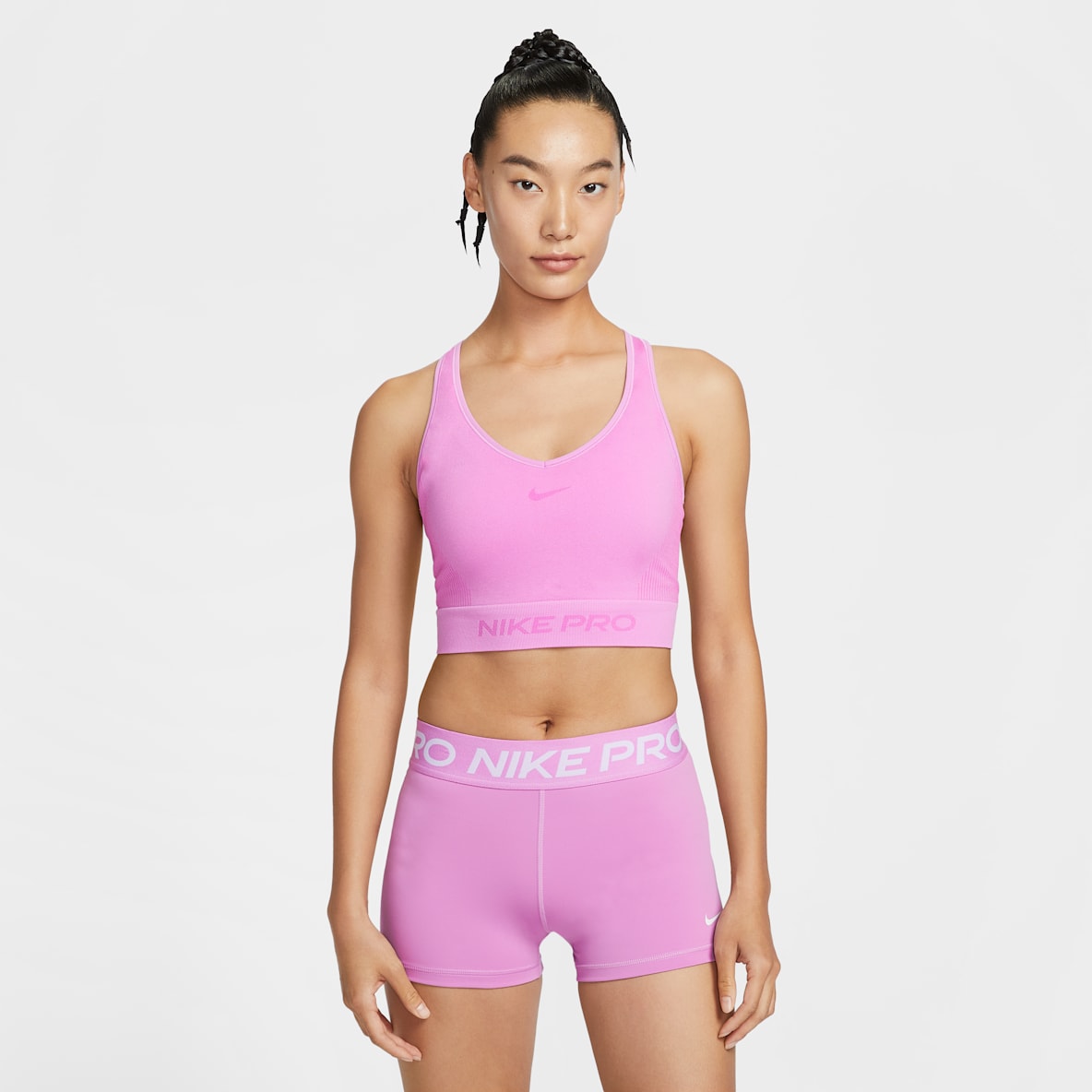 Nike Pro Dri-FIT 女子平整缝线速干紧身塑形训练短款背心
