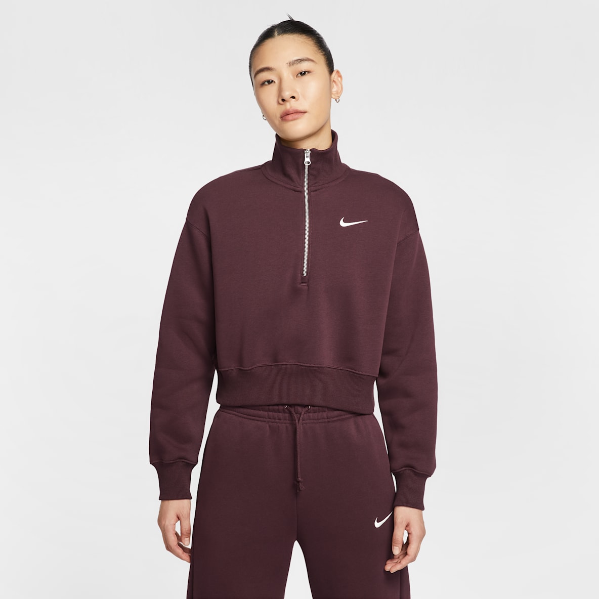 Nike Sportswear Phoenix Fleece 女子 Oversize 风半长拉链开襟短款加绒运动衫