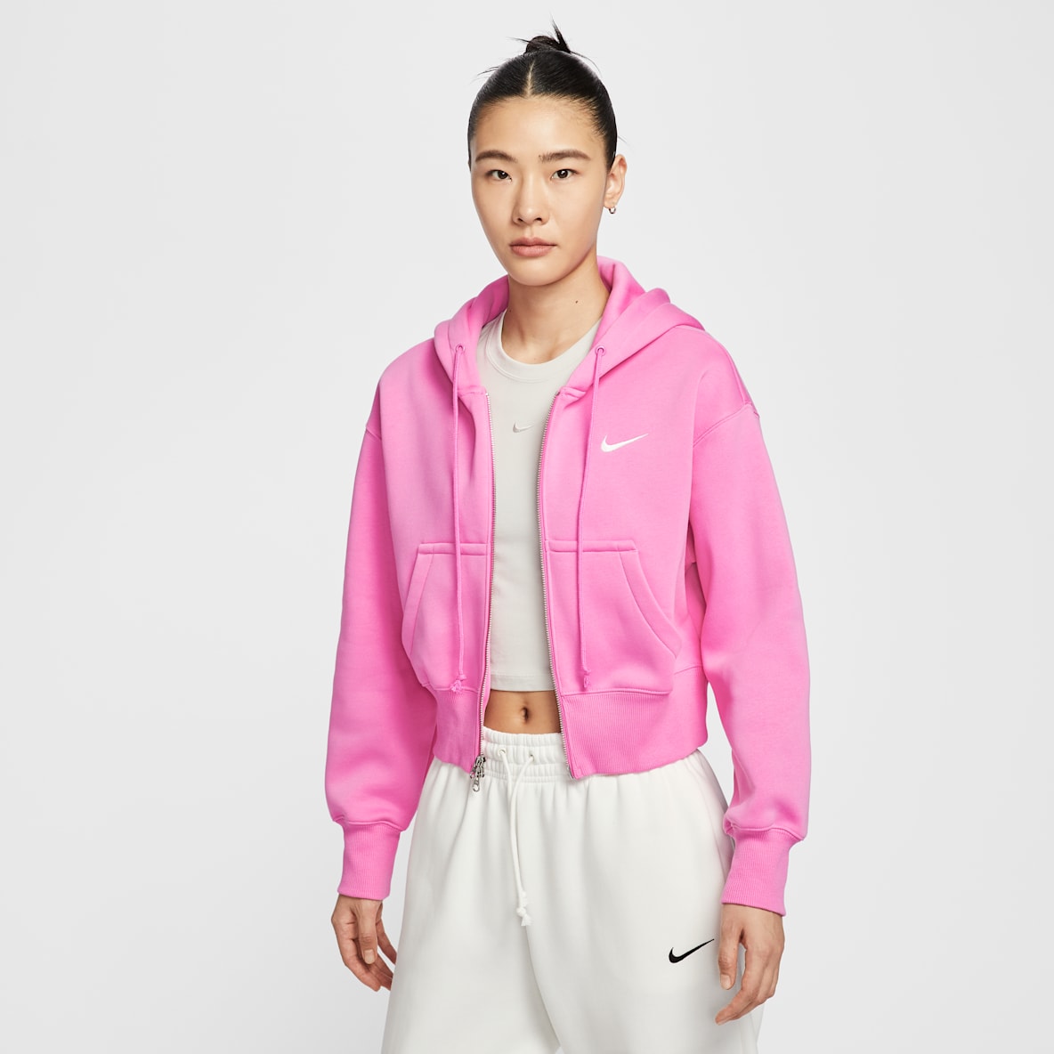 Nike Sportswear Phoenix Fleece 女子宽松全长拉链开襟短款加绒连帽衫