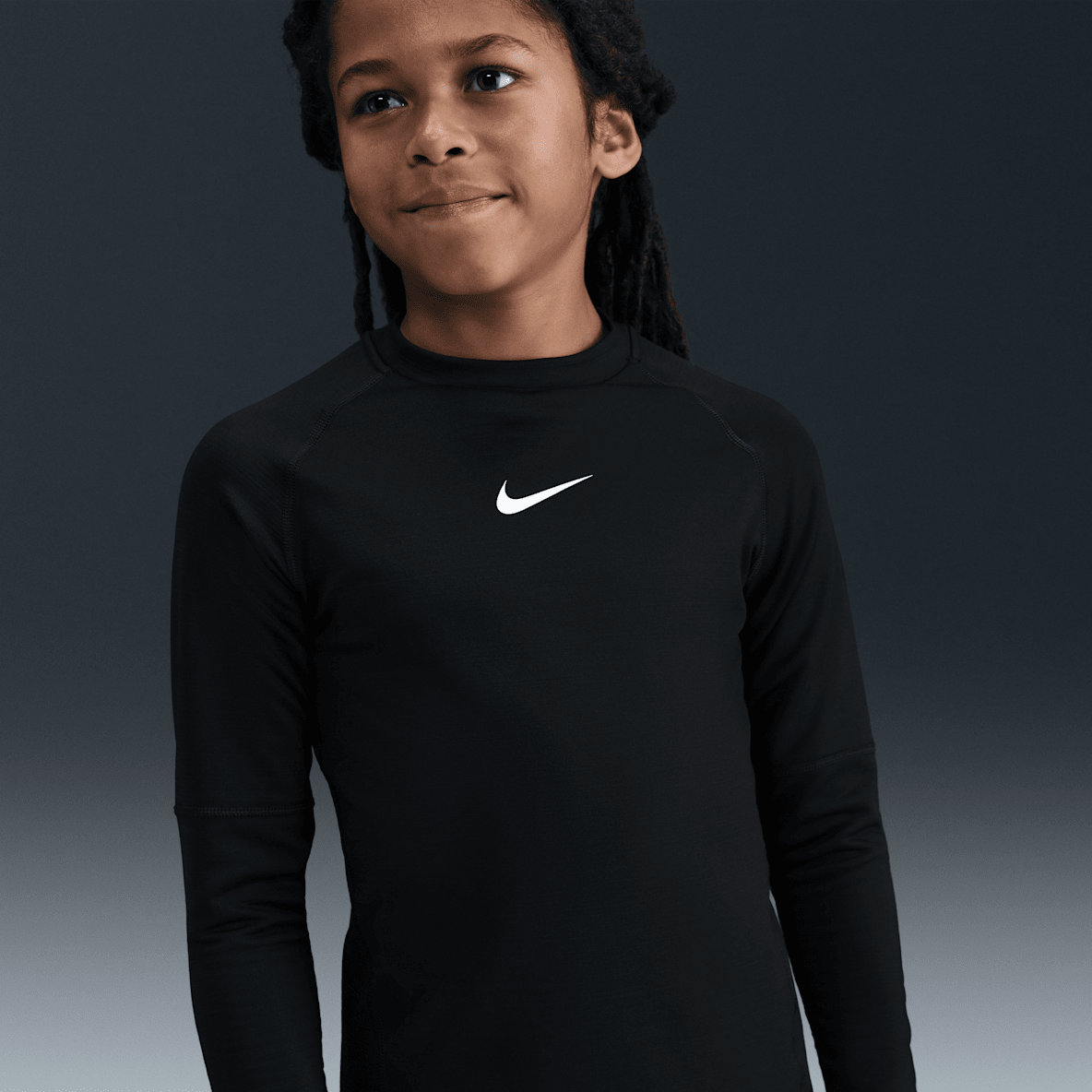 Nike Pro Dri-FIT 大童（男孩）速干长袖薄绒圆领训练上衣