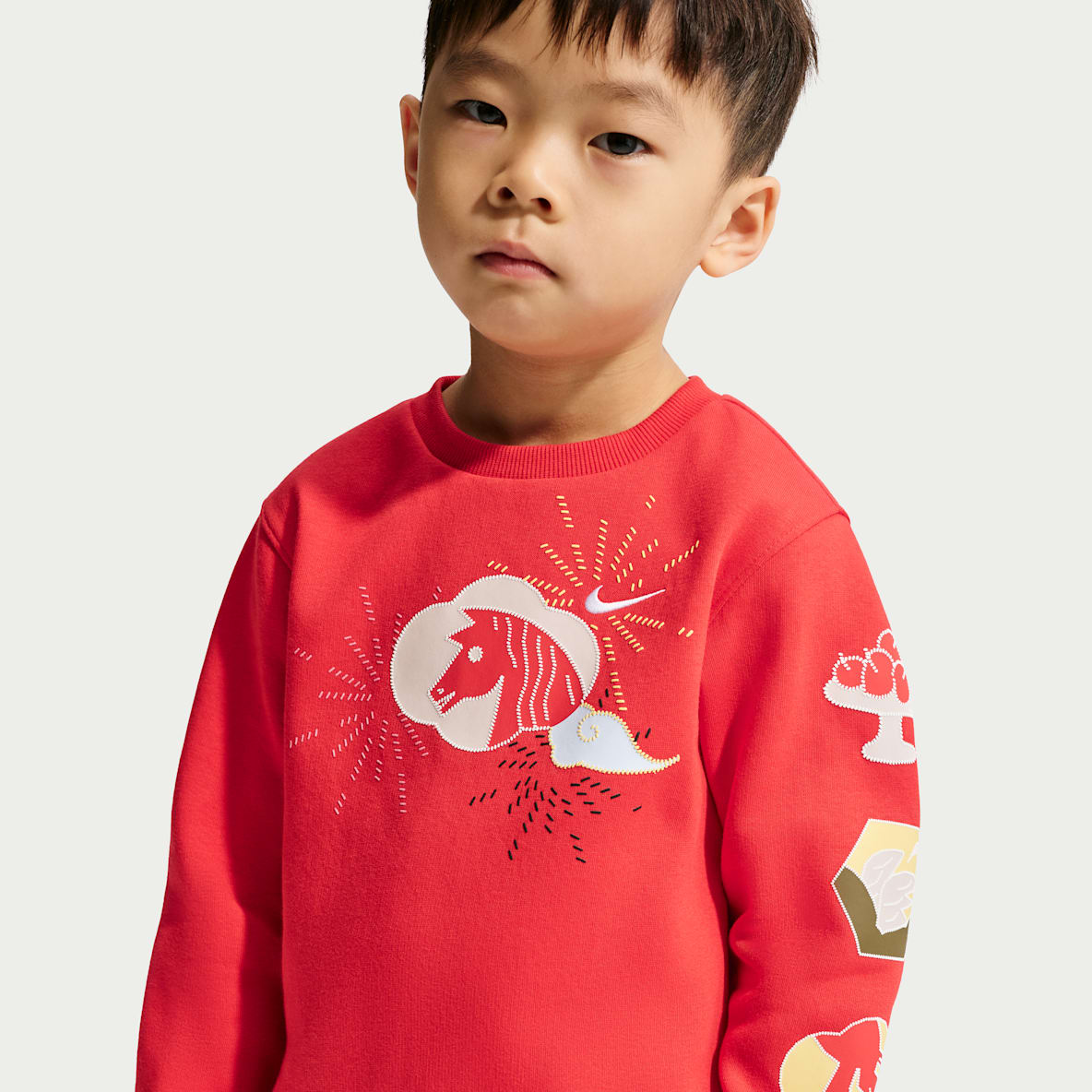 Nike Sportswear Club 马年限定脱缰系列 新年款婴童加绒圆领上衣