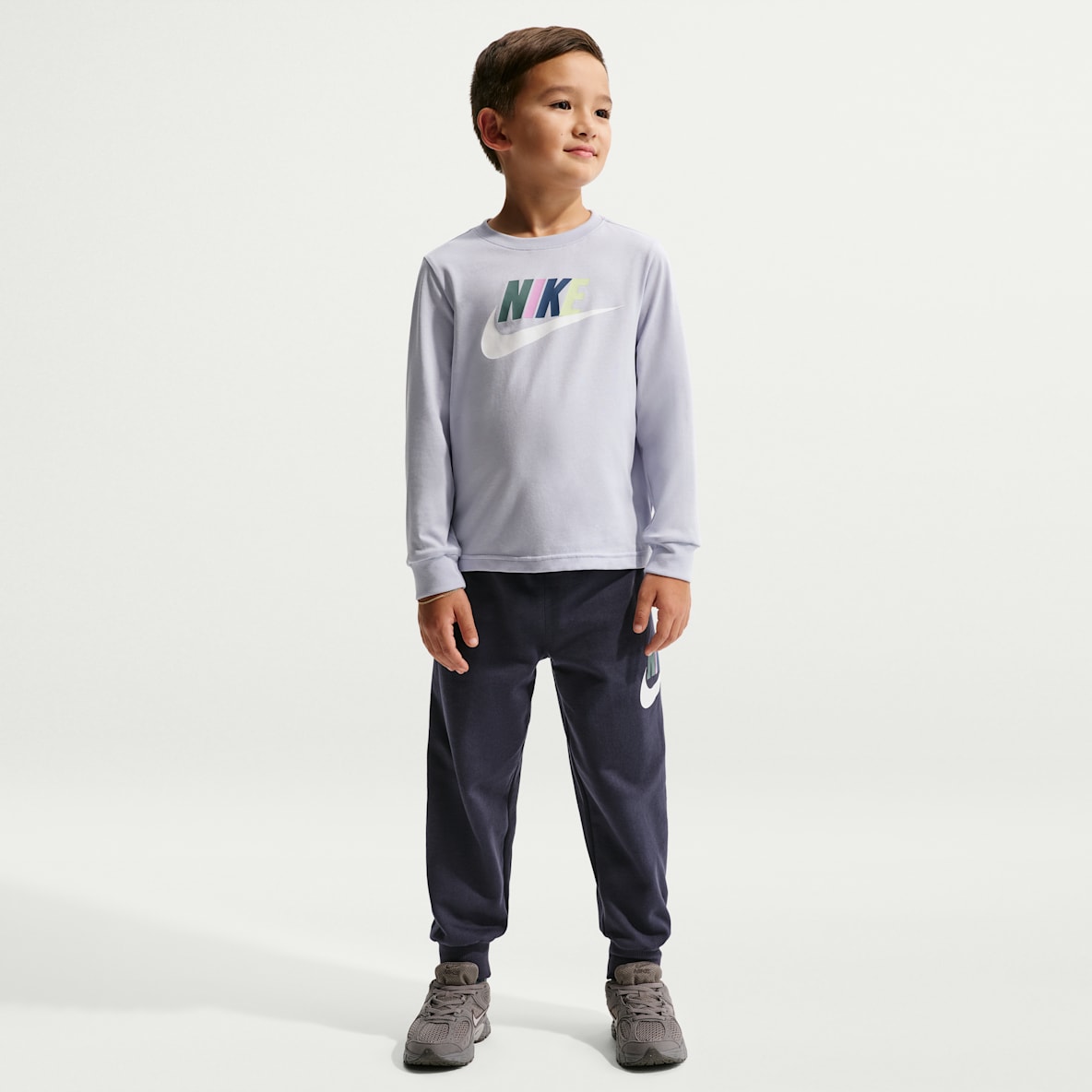 Nike 幼童长袖T恤和法式毛圈长裤套装