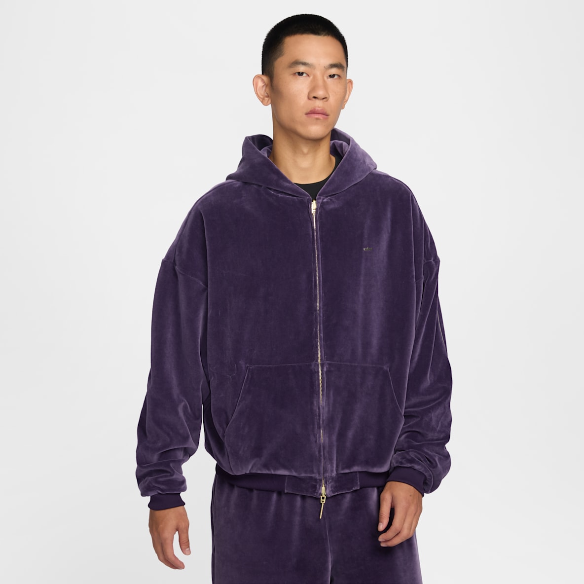 LeBron 詹姆斯男子仿丝绒全长拉链开襟篮球连帽衫