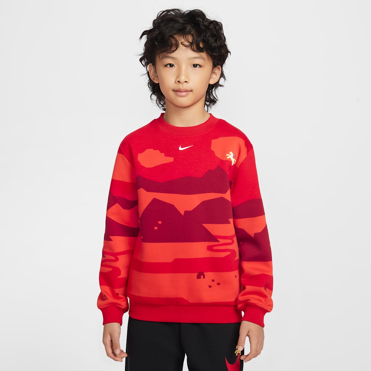 Nike Sportswear Club Fleece 马年限定脱缰系列 新年款大童加绒圆领运动衫