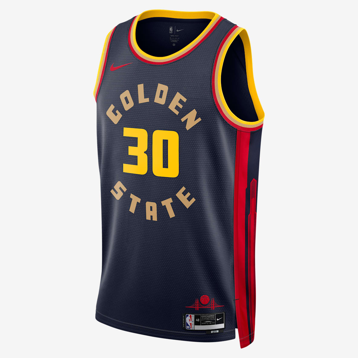 金州勇士队斯蒂芬·库里 (Stephen Curry) City Edition Nike Dri-FIT NBA Swingman Jersey 男子速干球衣