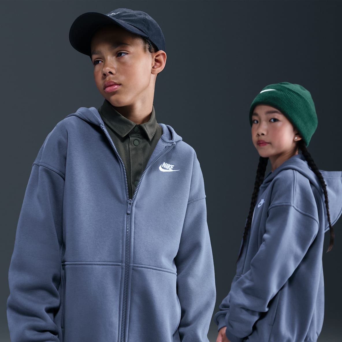 Nike Sportswear Club Fleece 大童 Oversize 风全长拉链开襟加绒连帽衫