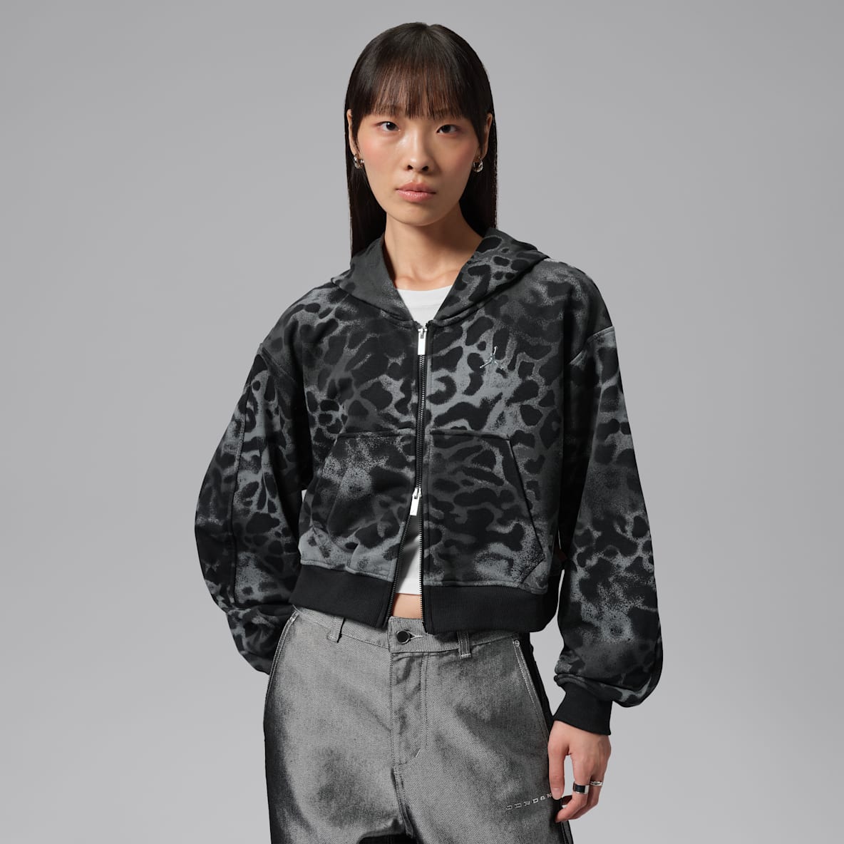 Jordan Brooklyn 女子短款全长拉链开襟连帽衫