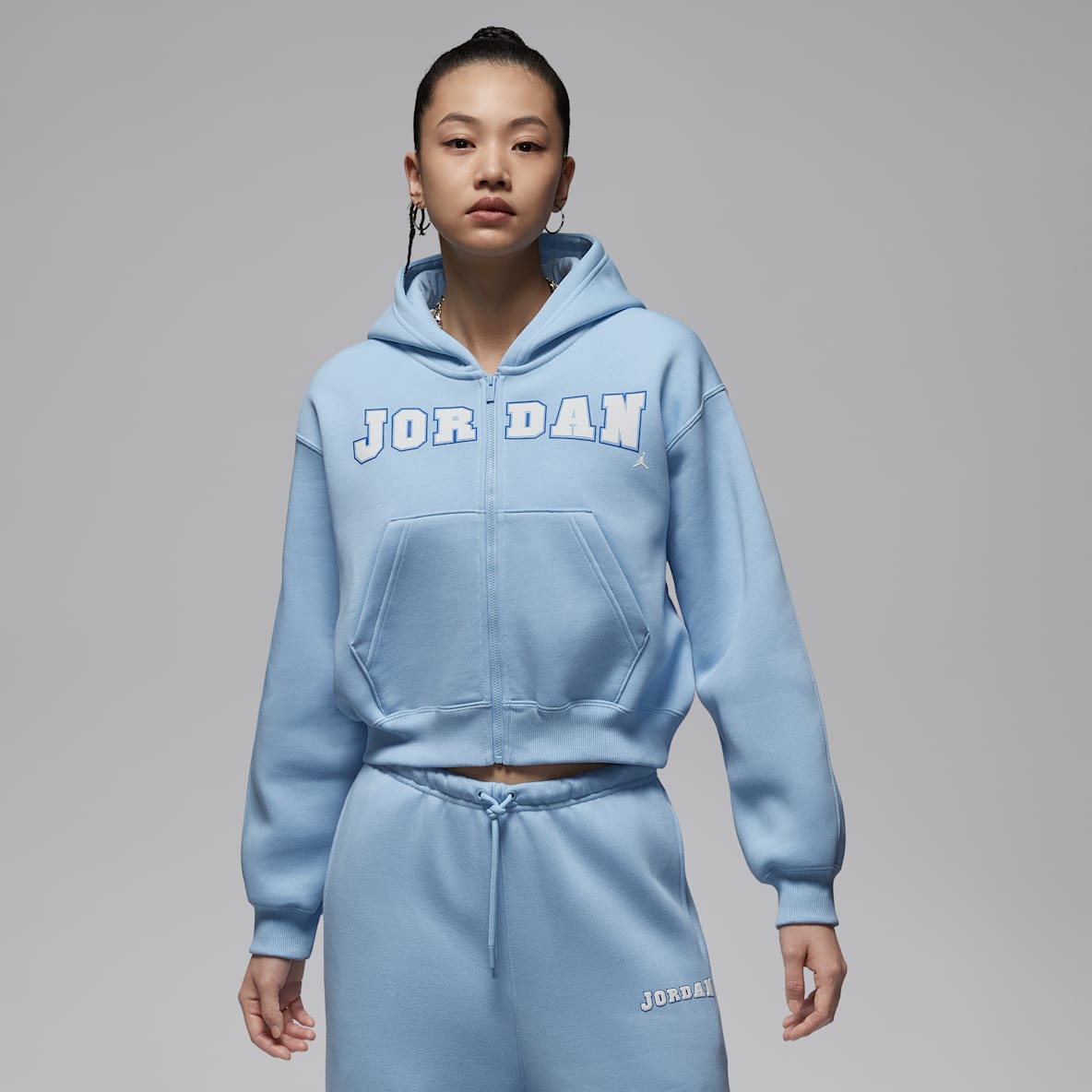 Jordan Brooklyn Fleece 女子全长拉链开襟中短款加绒连帽衫
