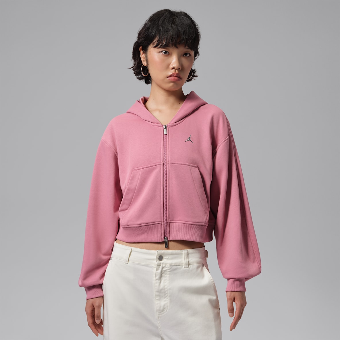 Jordan Brooklyn 女子短款全长拉链开襟连帽衫
