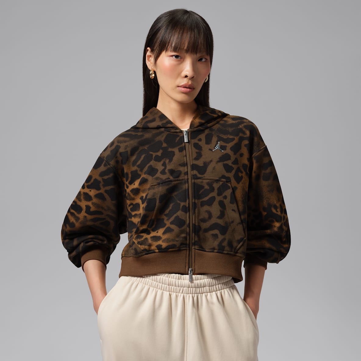Jordan Brooklyn 女子短款全长拉链开襟连帽衫