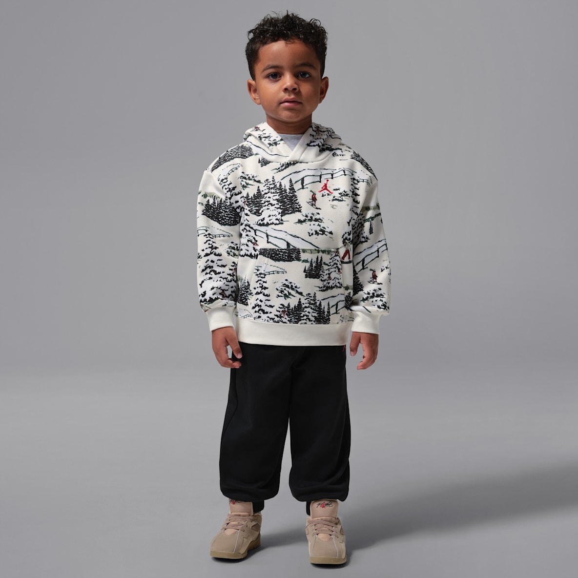 Jordan Brooklyn Fleece 圣诞系列婴童假日风加绒连帽衫和长裤套装