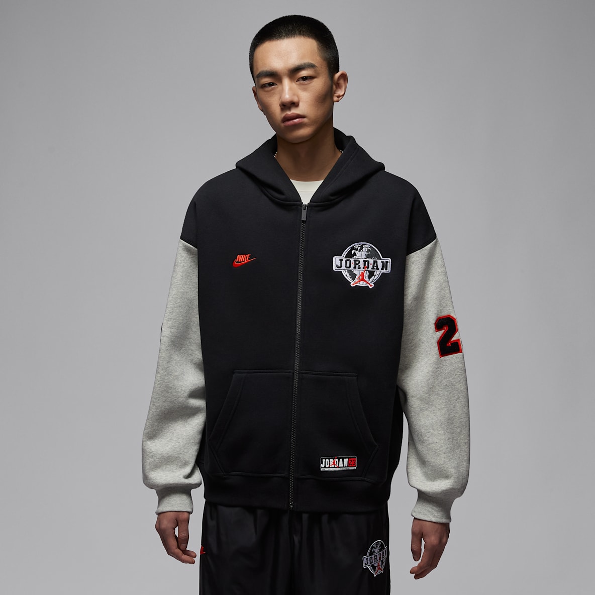 Jordan Brooklyn 男子 Oversize 风全长拉链开襟加绒连帽衫
