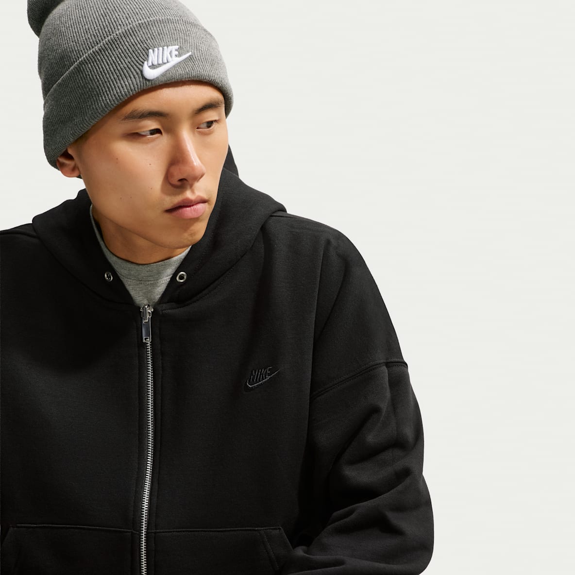Nike Club 男子 Oversize 风全长拉链开襟双面穿针织连帽衫