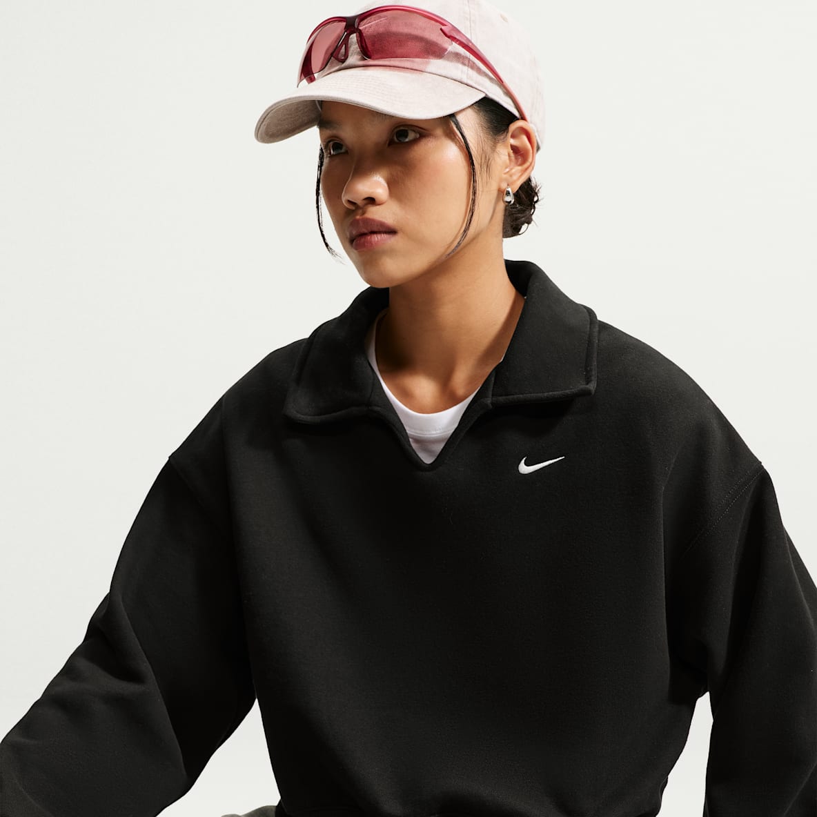 Nike Studio Fleece Medium Weight 耐克廓系卫衣系列女子 Oversize 风中克重加绒短款翻领上衣