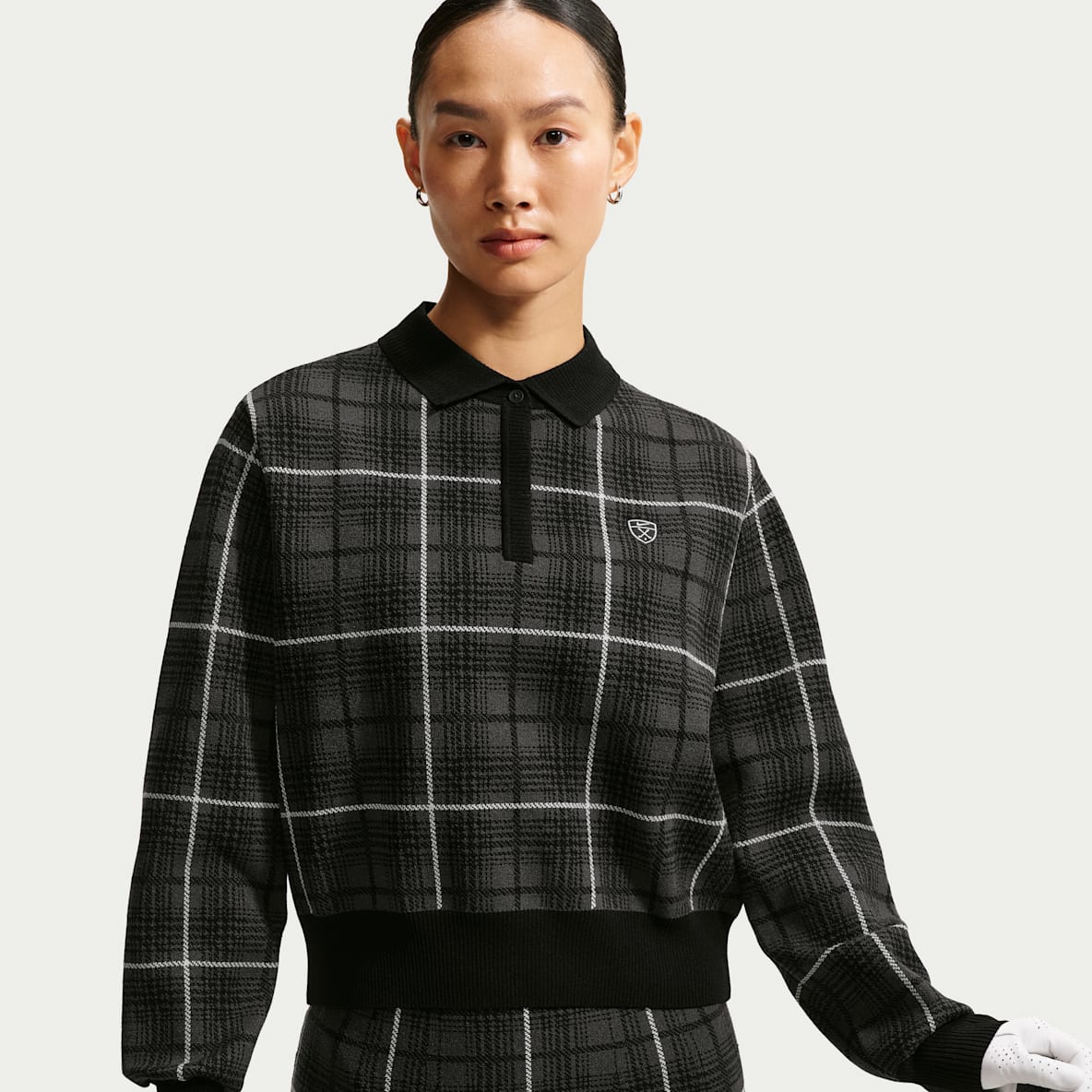 Nike Fairway Fresh 女子格纹长袖高尔夫翻领上衣