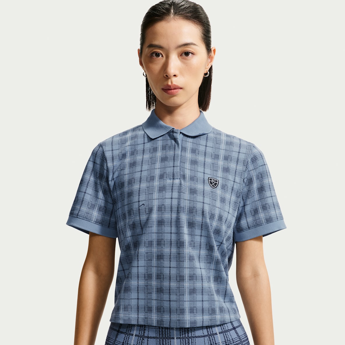 Nike Fairway Fresh Dri-FIT 女子速干短袖格纹高尔夫翻领T恤