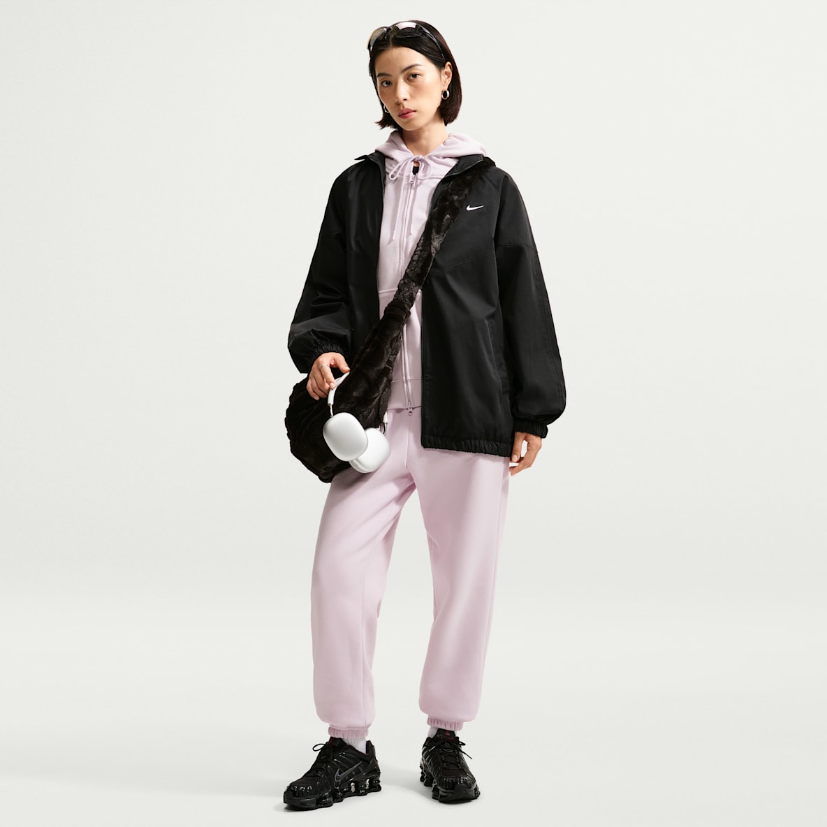 Nike Studio Fleece 耐克廓系卫衣系列女子Oversize 风中克重加绒高腰收口长裤