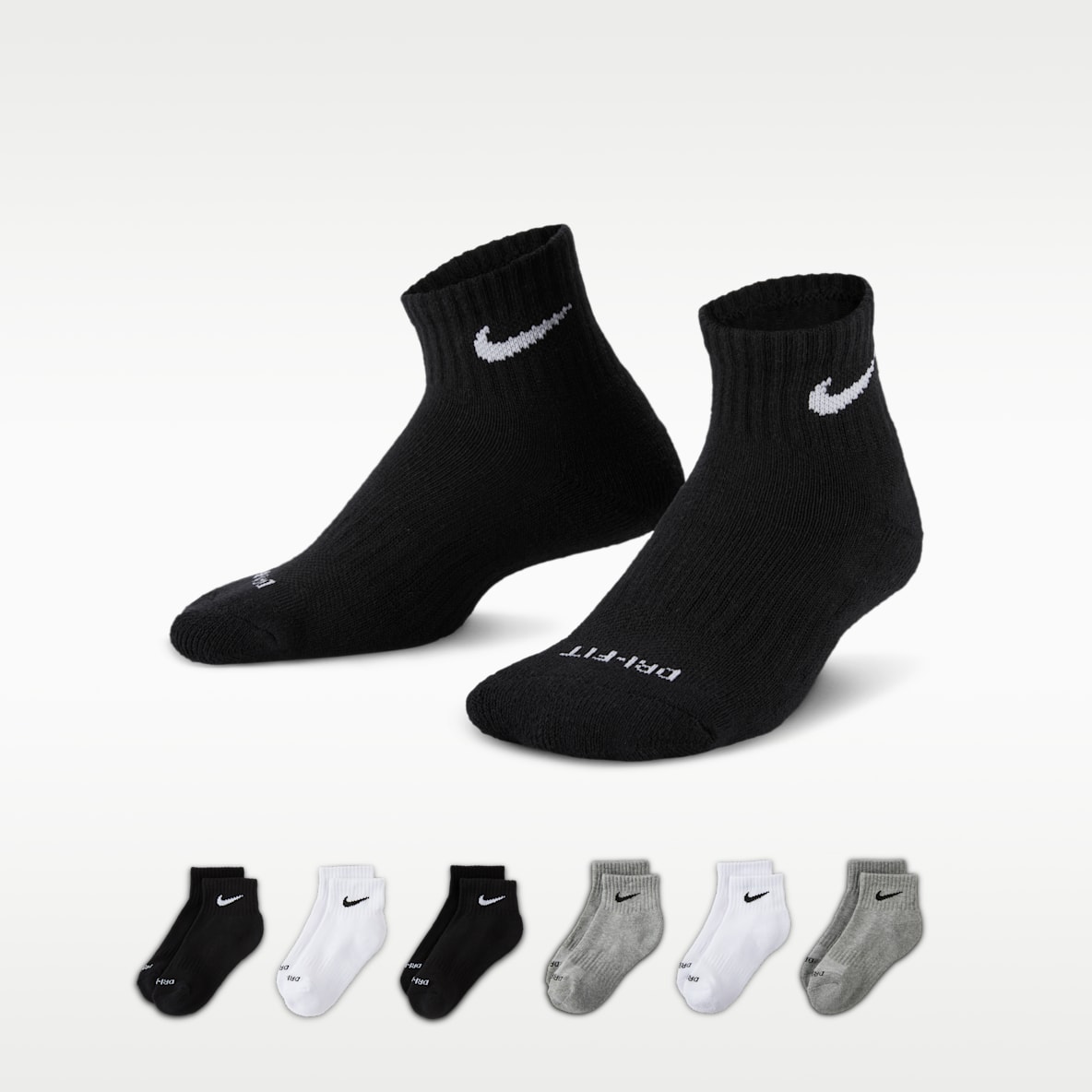 Nike Performance Basics Dri-FIT 幼童速干运动短袜(6 双)