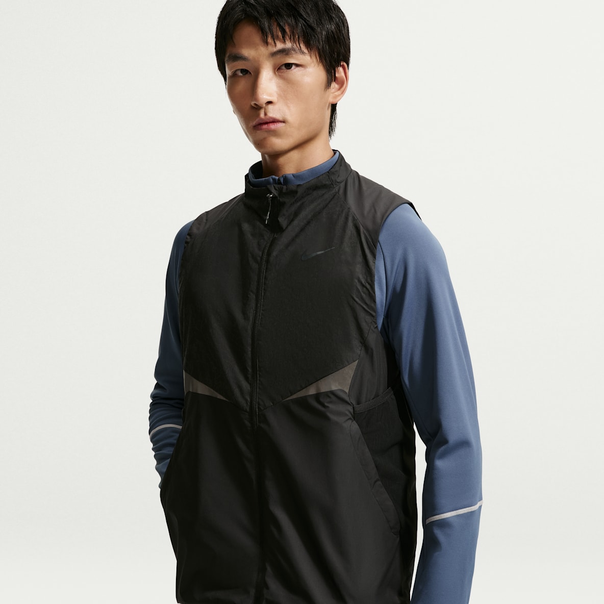 Nike Stride Therma-FIT 锁热科技男子加绒拼接里料冬季款跑步马甲