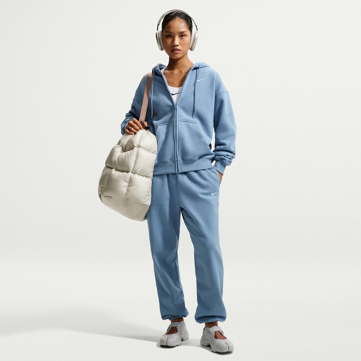 Nike Studio Fleece Medium Weight 耐克廓系卫衣系列柳智敏 Karina 同款女子 Oversize 风中克重加绒高腰收口长裤