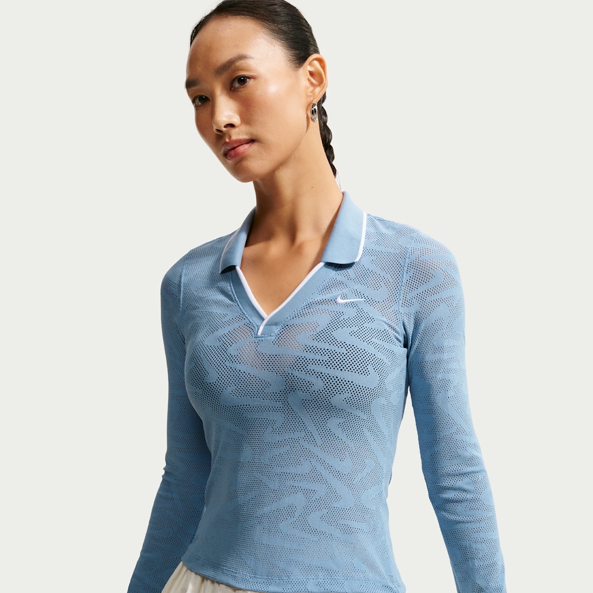 Nike Sportswear Chill Knit 女子紧身中短款长袖蕾丝上衣