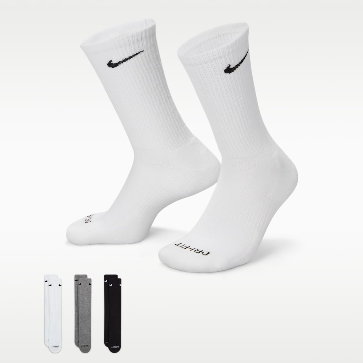 Nike Everyday Plus 耐高系列舒适速干中筒训练袜（3 双）
