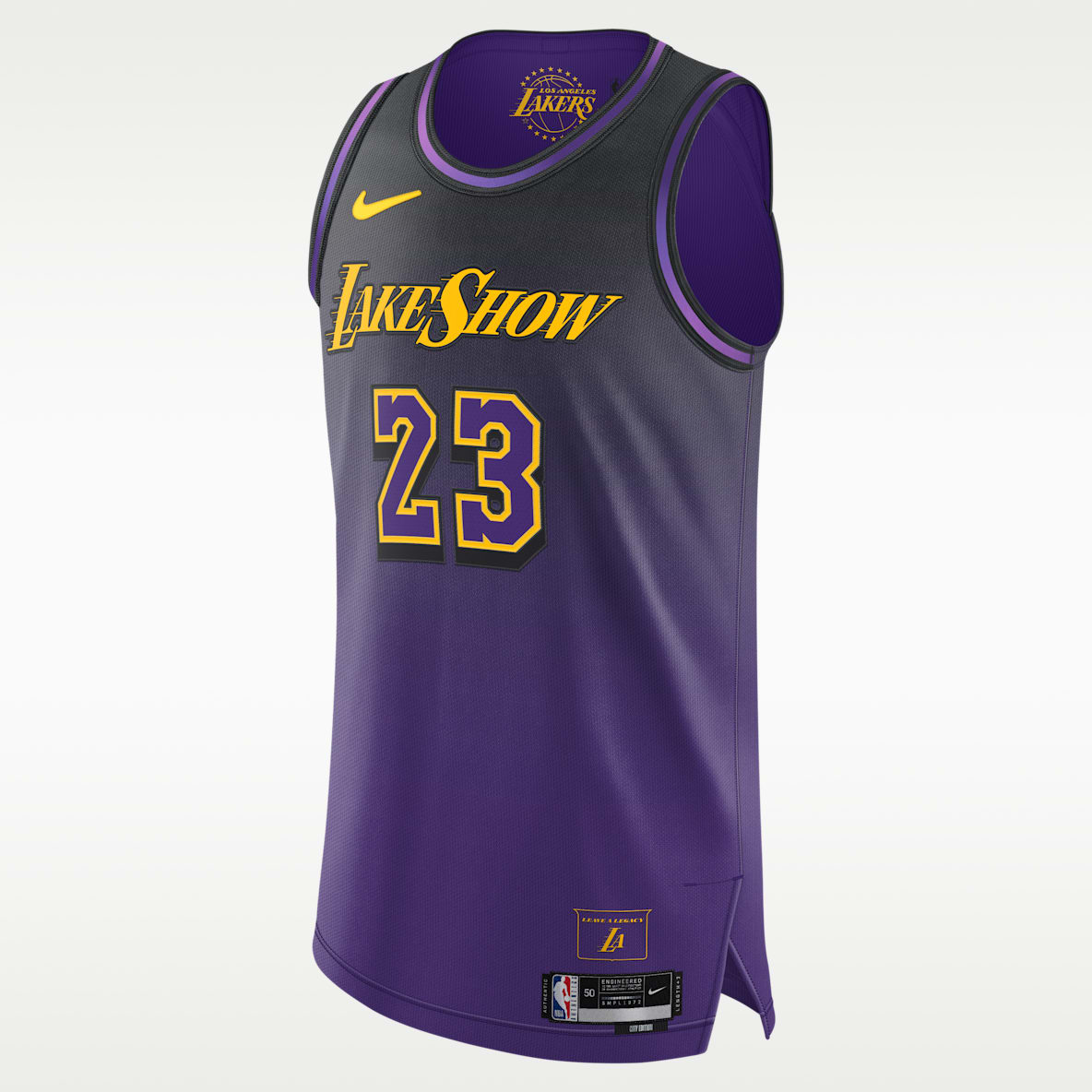 2024/25 赛季洛杉矶湖人队勒布朗·詹姆斯 (LeBron James) City Edition Nike Dri-FIT ADV NBA Authentic Jersey 男子速干球衣