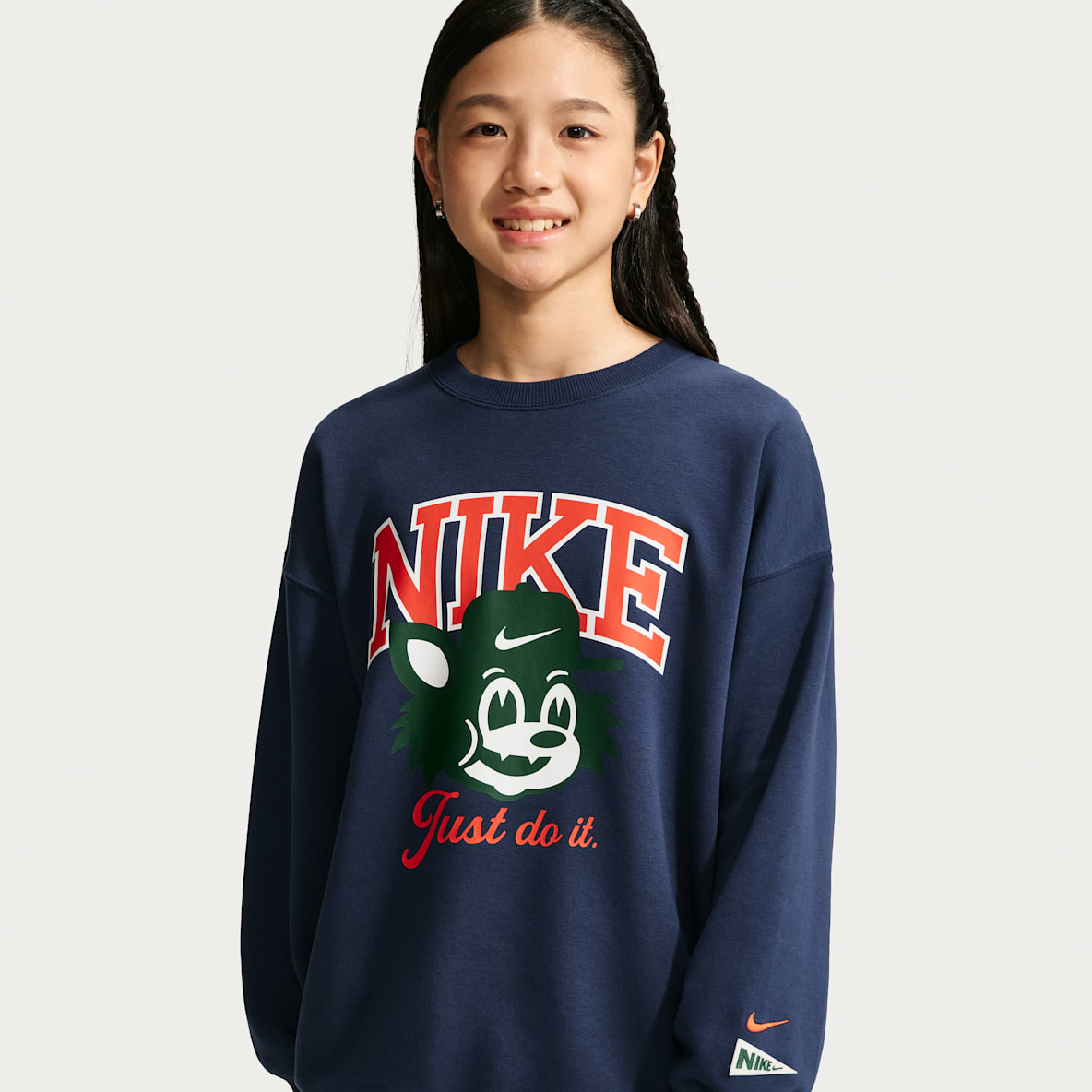 Nike Sportswear 大童(女孩)Oversize 风加绒圆领运动衫