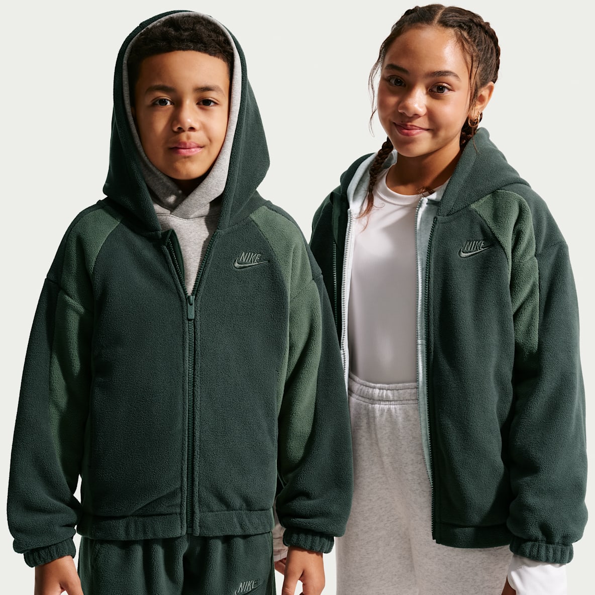 Nike Club Fleece 大童冬季款摇粒绒全长拉链开襟连帽衫