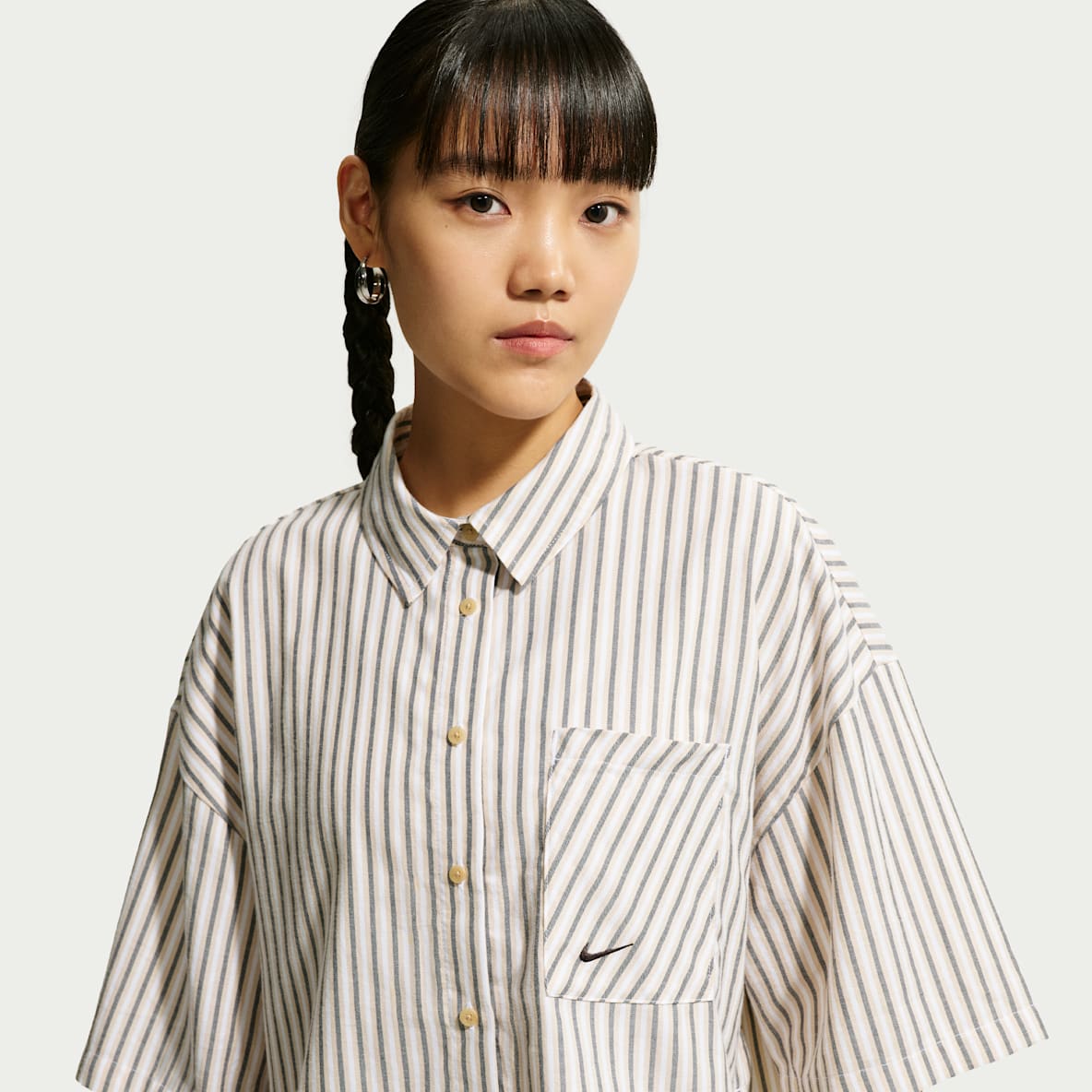 Nike Sportswear Chill Poplin 女子 Oversize 风条纹上衣
